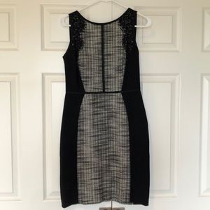 Mixed media knee length empire waist dress